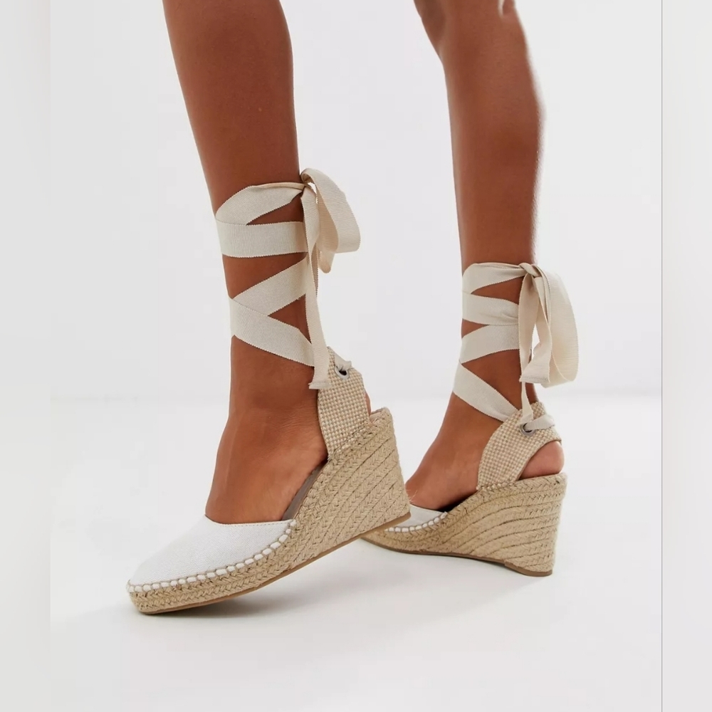 Asos Design Jaylen Espadrille wedges In White.